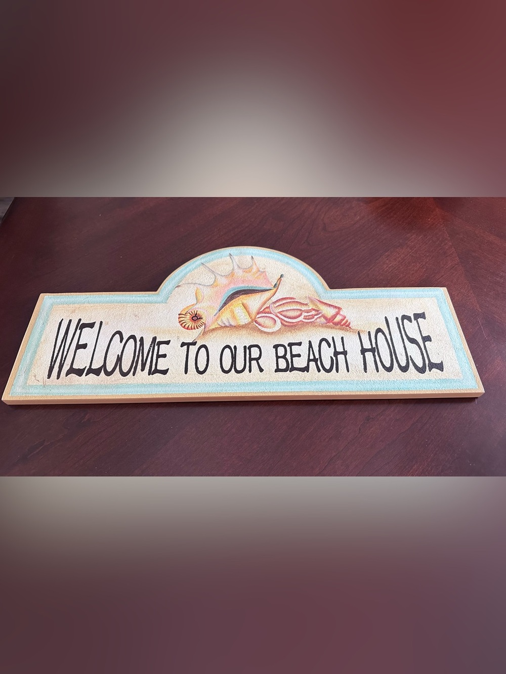 Welcome to Our Beach House Coastal Wall Sign | Nautical Seashell Decor